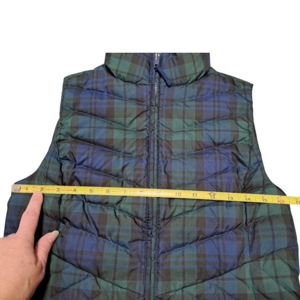 Talbots Petites Black Watch Plaid Down Puffer Vest Green Blue XS Petite - Picture 3 of 7